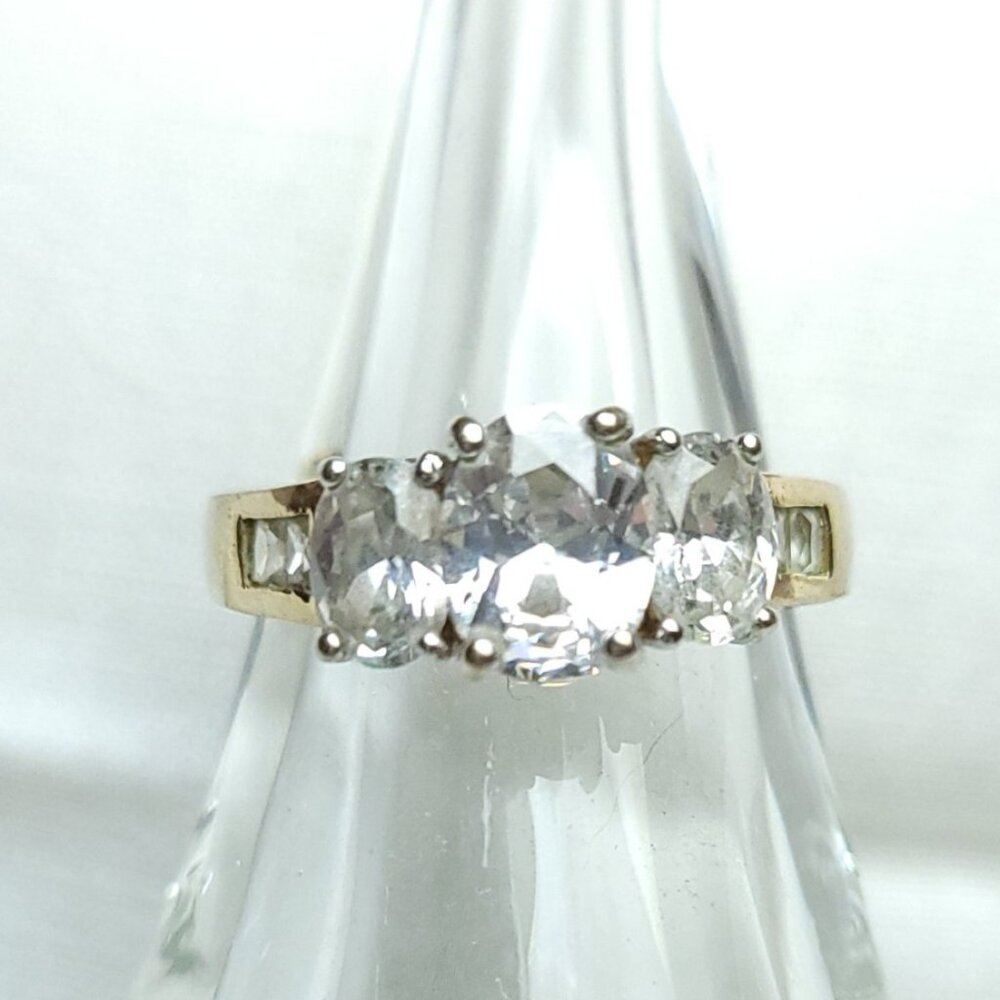 Three Stone Gold Tone Ring